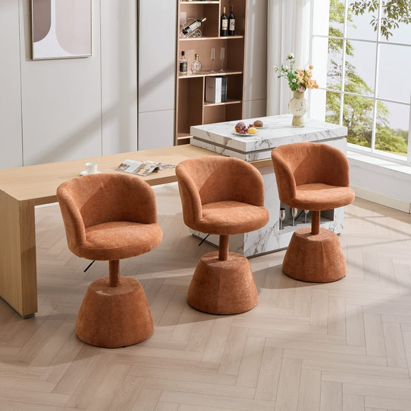 English Elm Adjustable Swivel Barstool Plush Chenille Bucket Seat Gas Lift for Kitchen or Vanity W1143P460576