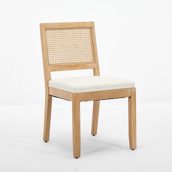 English Elm Farmhouse Rattan Cane Back Dining Chairs Solid Hardwood Set for Kitchen or Room Beige W1143P483566