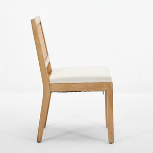 English Elm Farmhouse Rattan Cane Back Dining Chairs Solid Hardwood Set for Kitchen or Room Beige W1143P483566