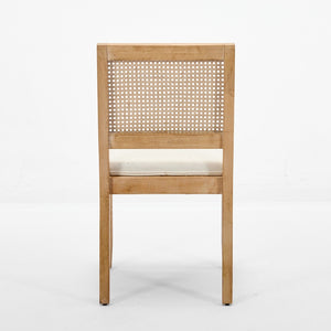 English Elm Farmhouse Rattan Cane Back Dining Chairs Solid Hardwood Set for Kitchen or Room Beige W1143P483566