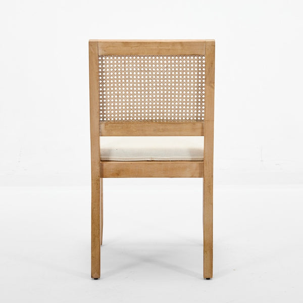 English Elm Farmhouse Rattan Cane Back Dining Chairs Solid Hardwood Set for Kitchen or Room Beige W1143P483566