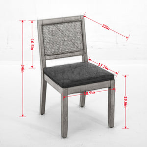 English Elm Farmhouse Rattan Cane Back Dining Chairs Solid Hardwood Set for Kitchen or Room Beige W1143P483566