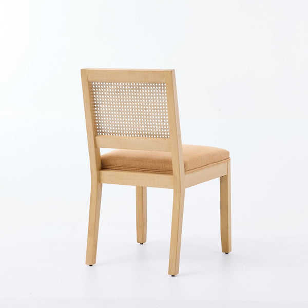 English Elm Farmhouse Rattan Cane Back Dining Chairs Solid Hardwood Set for Kitchen or Room Tan W1143P483568