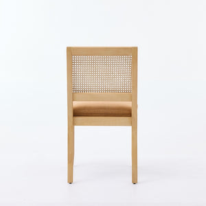 English Elm Farmhouse Rattan Cane Back Dining Chairs Solid Hardwood Set for Kitchen or Room Tan W1143P483568