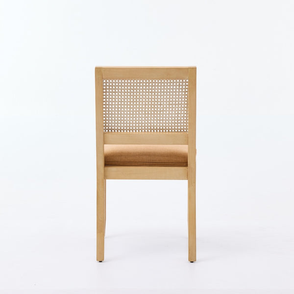 English Elm Farmhouse Rattan Cane Back Dining Chairs Solid Hardwood Set for Kitchen or Room Tan W1143P483568
