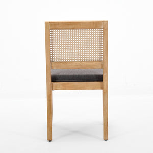 English Elm Farmhouse Rattan Cane Back Dining Chairs Solid Hardwood Set for Kitchen or Room Gray W1143P483569
