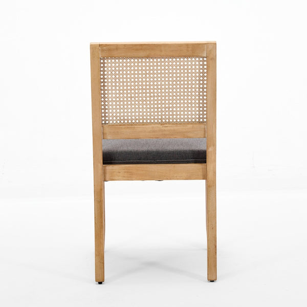 English Elm Farmhouse Rattan Cane Back Dining Chairs Solid Hardwood Set for Kitchen or Room Gray W1143P483569