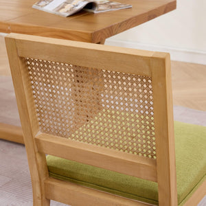 English Elm Farmhouse Rattan Cane Back Dining Chairs Solid Hardwood Set for Kitchen or Room Olive Green W1143P483570