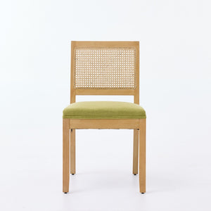 English Elm Farmhouse Rattan Cane Back Dining Chairs Solid Hardwood Set for Kitchen or Room Olive Green W1143P483570