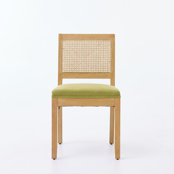 English Elm Farmhouse Rattan Cane Back Dining Chairs Solid Hardwood Set for Kitchen or Room Olive Green W1143P483570