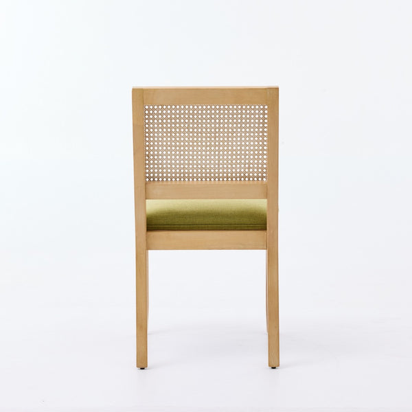 English Elm Farmhouse Rattan Cane Back Dining Chairs Solid Hardwood Set for Kitchen or Room Olive Green W1143P483570