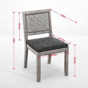 English Elm Farmhouse Rattan Cane Back Dining Chairs Solid Hardwood Set for Kitchen or Room Olive Green W1143P483570