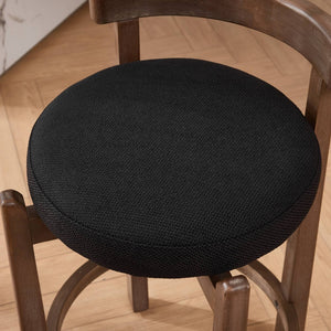 English Elm Set of 2 Mid-century Swivel Counterstools Solid Wood Frame Linen Seat Kitchen Island Black W1143P494949