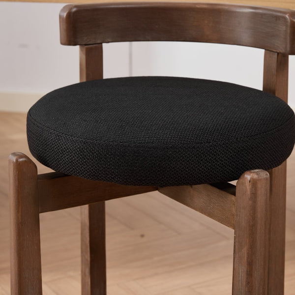 English Elm Set of 2 Mid-century Swivel Counterstools Solid Wood Frame Linen Seat Kitchen Island Black W1143P494949