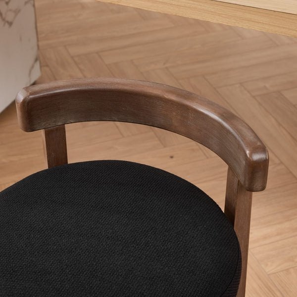 English Elm Set of 2 Mid-century Swivel Counterstools Solid Wood Frame Linen Seat Kitchen Island Black W1143P494949