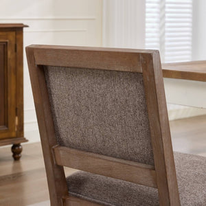 English Elm Set of 2 Farmhouse Mid-Century Upholstered Dining Chairs Solid Hardwood Frame Coffee W1143P518980