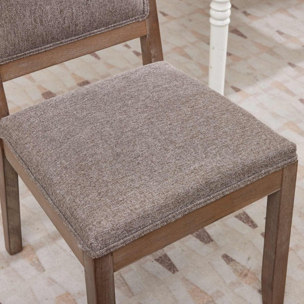 English Elm Set of 2 Farmhouse Mid-Century Upholstered Dining Chairs Solid Hardwood Frame Coffee W1143P518980