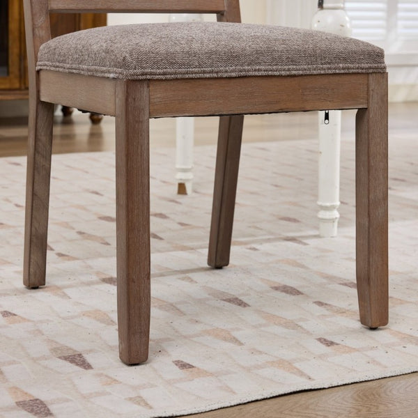 English Elm Set of 2 Farmhouse Mid-Century Upholstered Dining Chairs Solid Hardwood Frame Coffee W1143P518980