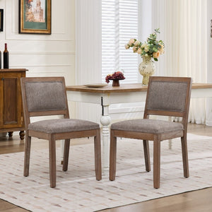English Elm Set of 2 Farmhouse Mid-Century Upholstered Dining Chairs Solid Hardwood Frame Coffee W1143P518980