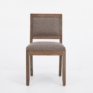 English Elm Set of 2 Farmhouse Mid-Century Upholstered Dining Chairs Solid Hardwood Frame Coffee W1143P518980