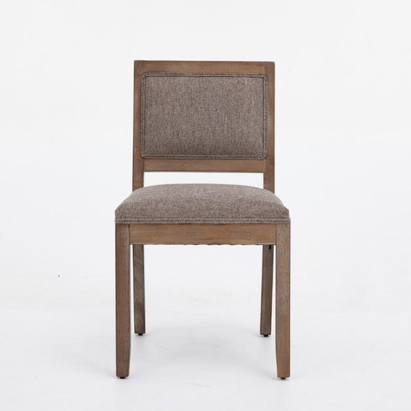 English Elm Set of 2 Farmhouse Mid-Century Upholstered Dining Chairs Solid Hardwood Frame Coffee W1143P518980