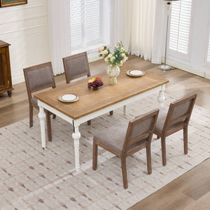 English Elm Set of 2 Farmhouse Mid-Century Upholstered Dining Chairs Solid Hardwood Frame Coffee W1143P518980