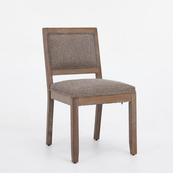 English Elm Set of 2 Farmhouse Mid-Century Upholstered Dining Chairs Solid Hardwood Frame Coffee W1143P518980