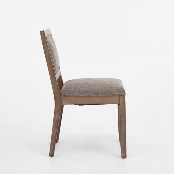 English Elm Set of 2 Farmhouse Mid-Century Upholstered Dining Chairs Solid Hardwood Frame Coffee W1143P518980
