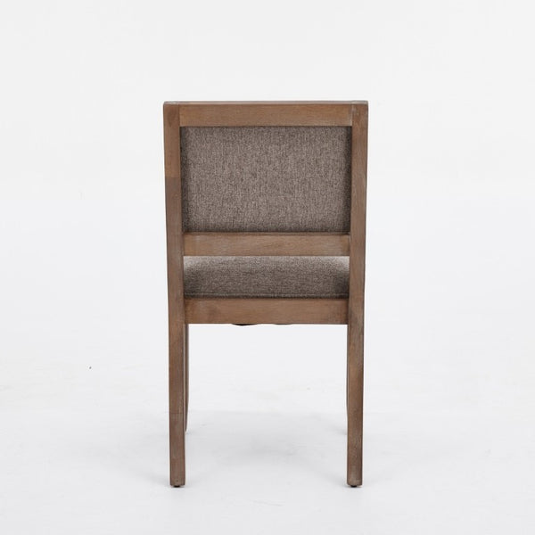 English Elm Set of 2 Farmhouse Mid-Century Upholstered Dining Chairs Solid Hardwood Frame Coffee W1143P518980
