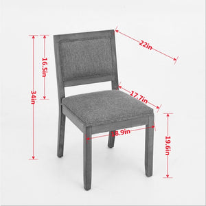 English Elm Set of 2 Farmhouse Mid-Century Upholstered Dining Chairs Solid Hardwood Frame Coffee W1143P518980