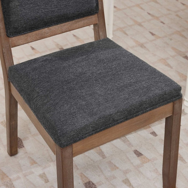 English Elm Set of 2 Farmhouse Mid-Century Upholstered Dining Chairs Solid Hardwood Frame Gray W1143P518981