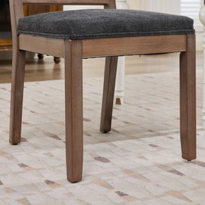 English Elm Set of 2 Farmhouse Mid-Century Upholstered Dining Chairs Solid Hardwood Frame Gray W1143P518981