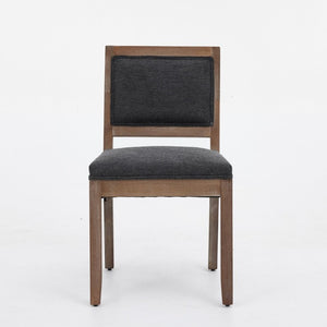 English Elm Set of 2 Farmhouse Mid-Century Upholstered Dining Chairs Solid Hardwood Frame Gray W1143P518981