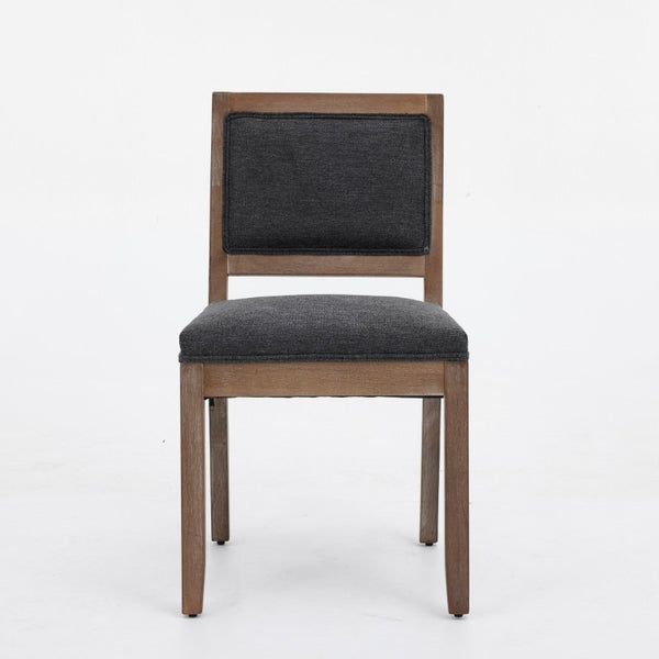 English Elm Set of 2 Farmhouse Mid-Century Upholstered Dining Chairs Solid Hardwood Frame Gray W1143P518981