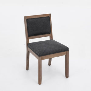 English Elm Set of 2 Farmhouse Mid-Century Upholstered Dining Chairs Solid Hardwood Frame Gray W1143P518981