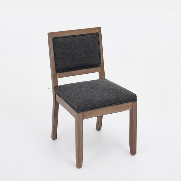 English Elm Set of 2 Farmhouse Mid-Century Upholstered Dining Chairs Solid Hardwood Frame Gray W1143P518981