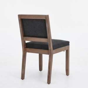 English Elm Set of 2 Farmhouse Mid-Century Upholstered Dining Chairs Solid Hardwood Frame Gray W1143P518981