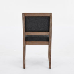 English Elm Set of 2 Farmhouse Mid-Century Upholstered Dining Chairs Solid Hardwood Frame Gray W1143P518981