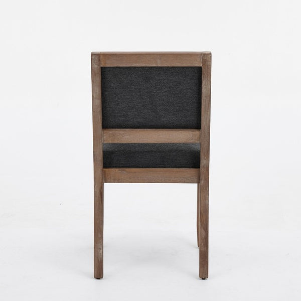 English Elm Set of 2 Farmhouse Mid-Century Upholstered Dining Chairs Solid Hardwood Frame Gray W1143P518981