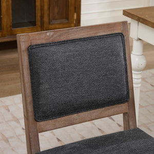 English Elm Set of 2 Farmhouse Mid-Century Upholstered Dining Chairs Solid Hardwood Frame Gray W1143P518981