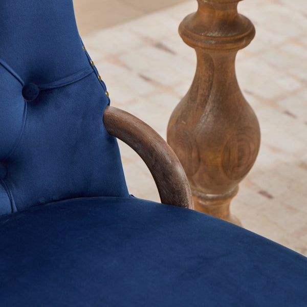 English Elm Dining Chairs Set of 2 Velvet Wingback with Cabriole Legs and Copper Nailhead Trim W1143P536598