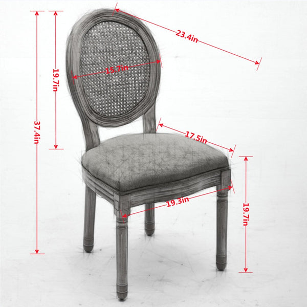 English Elm A&a Furniture French Country Rattan Back Dining Chairs Solid Wood Antique Frame Set Olive Green - A W1143P540082