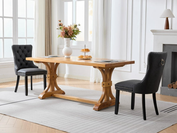 English Elm Dining Chairs Set of 2 Tufted High Back Faux Leather Wingback with Nailhead Trim W1143P544307