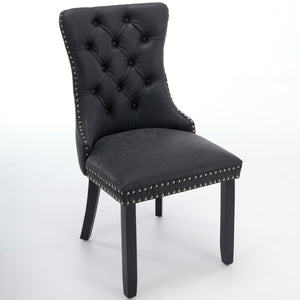 English Elm Dining Chairs Set of 2 Tufted High Back Faux Leather Wingback with Nailhead Trim W1143P544307