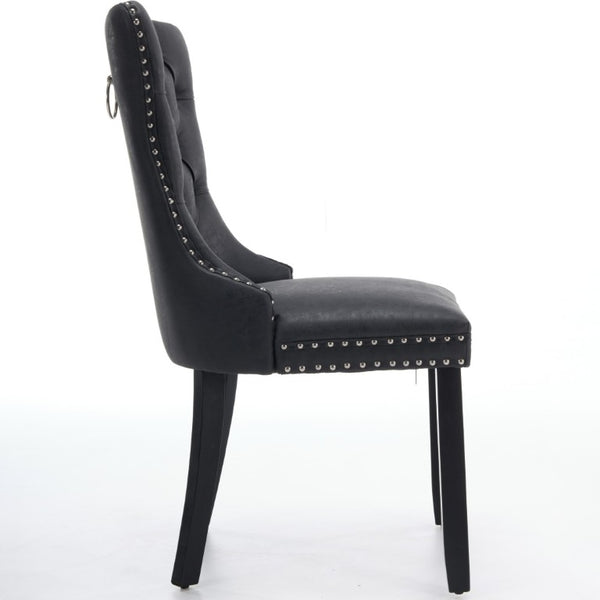 English Elm Dining Chairs Set of 2 Tufted High Back Faux Leather Wingback with Nailhead Trim W1143P544307