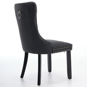 English Elm Dining Chairs Set of 2 Tufted High Back Faux Leather Wingback with Nailhead Trim W1143P544307