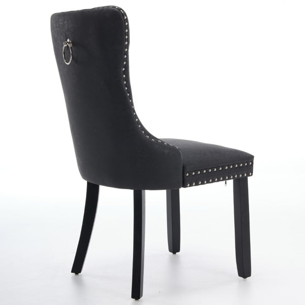 English Elm Dining Chairs Set of 2 Tufted High Back Faux Leather Wingback with Nailhead Trim W1143P544307