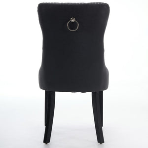 English Elm Dining Chairs Set of 2 Tufted High Back Faux Leather Wingback with Nailhead Trim W1143P544307