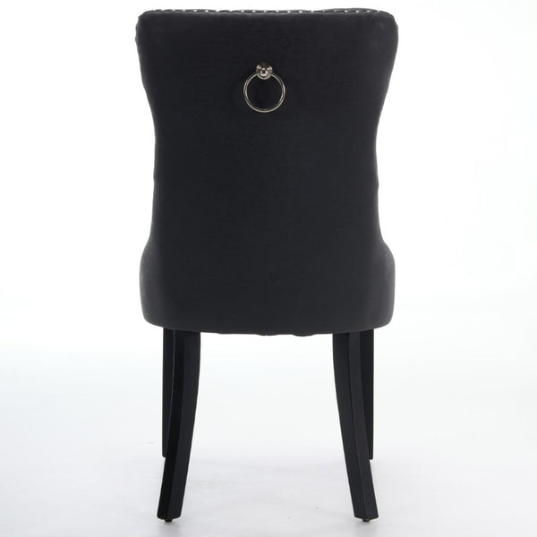 English Elm Dining Chairs Set of 2 Tufted High Back Faux Leather Wingback with Nailhead Trim W1143P544307