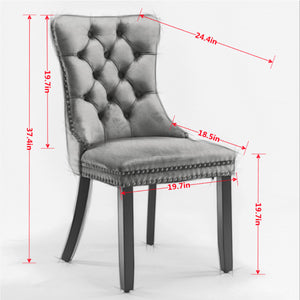English Elm Dining Chairs Set of 2 Tufted High Back Faux Leather Wingback with Nailhead Trim W1143P544307